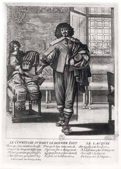 Courtier Following the Last Royal Edict and His Lacquey by Abraham Bosse